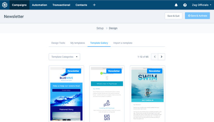 With SendinBlue you can drag and drop different elements to create your own template or use a premade Template