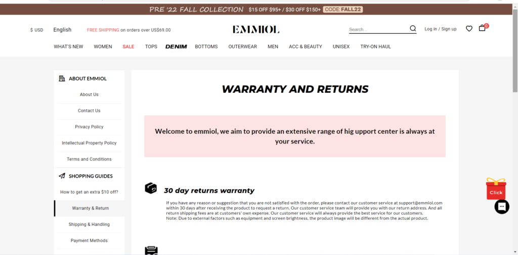 Emmiol Warranty and Returns