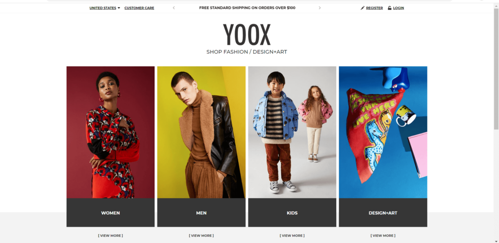 Yoox homepage