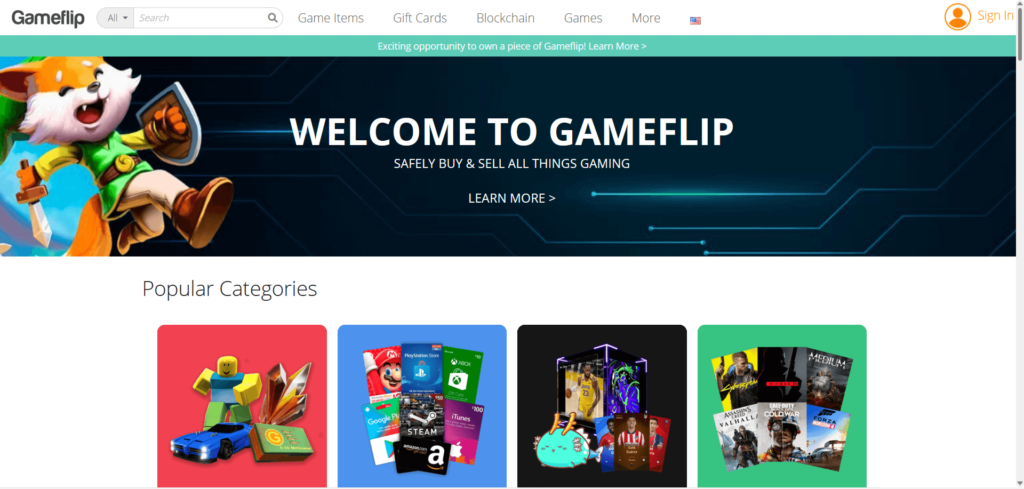 Gameflip Homepage